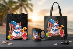 Cute Bulldog Summer PNG Beach Dog Clipart Tropical Design Product Image 1