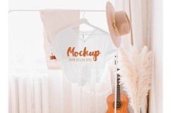 White 3005 Bella Canvas Tshirt Mockup | Boho Hanging Mockup Product Image 1