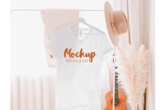 White 3005 Bella Canvas Tshirt Mockup | Boho Hanging Mockup Product Image 1