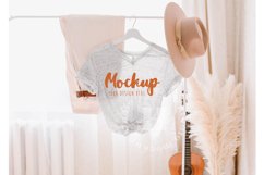 White Marble 3005 Bella Canvas Hanging Tshirt Mockup | Boho Product Image 1