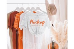 White Marble 3005 Bella Canvas Hanging Tshirt Mockup | Boho Product Image 1