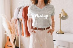 White Marble 3005 Bella Canvas Tshirt Mockup | Boho Model Product Image 1