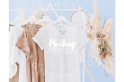 White Marble 3005 Bella Canvas Tshirt Mockup| Hanging Mockup Product Image 1