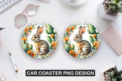 Hase Car Coaster Sublimation| Animal Coaster PNG Product Image 1