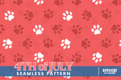American 4th of July Cat Dog Paw Seamless Pattern PNG DTF Product Image 1