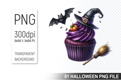Halloween Witch Cupcake, Halloween Clipart PNG File Product Image 1