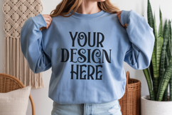Light Blue Gildan 18000 Sweatshirt Mockup,G18000 Crewneck Product Image 1