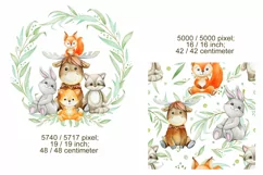 Woodland animals watercolor clipart, digital paper, forest a Product Image 2