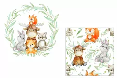 Woodland animals watercolor clipart, digital paper, forest a Product Image 3