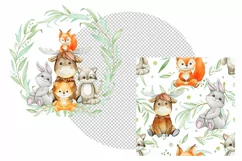 Woodland animals watercolor clipart, digital paper, forest a Product Image 4