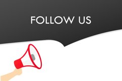 Hand holding megaphone with follow us message. Announcement. Product Image 1