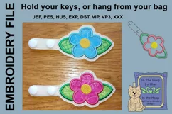 ITH Simple Flower Vinyl Key Fob or Bag Tag - Snap Tab Product Image 2