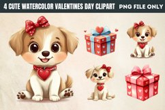 Cute Watercolor Valentines Day Clipart PNG Product Image 1
