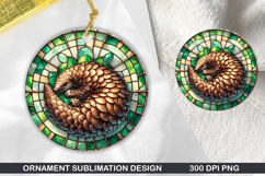 Pangolin Stained Glass Ornament PNG, Digital Download Fil Product Image 1