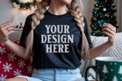 Christmas Bella Canvas 3001 Black Shirt Mockup ,Trandy mocku Product Image 1