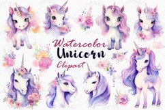 Enchanting Unicorn Watercolor Clipart Product Image 1