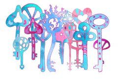Digital Scrapbooking Kit - Watercolor Keys Product Image 3