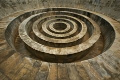 Majestic ancient circular stepwell, with symmetrical step pa Product Image 1