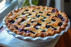 Freshly baked berry pie with lattice crust Product Image 1