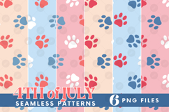 American 4th of July Cat Dog Paw Seamless Pattern PNG Bundle Product Image 1