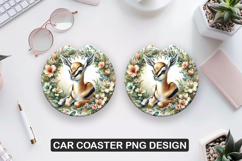 Red Deer Car Coaster Sublimation| Animal Coaster PNG Product Image 1