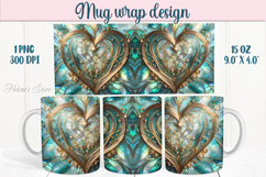 Aquamarine ocean pearl mug wrap 15oz sublimation designs png Product Image 1