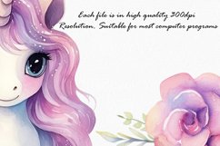 Enchanting Unicorn Watercolor Clipart Product Image 3