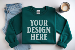 Irish Green Gildan 18000 Folded Flat Lay Mockups Product Image 1