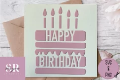 Birthday cake card | Paper cutting | birthday card SVG Product Image 3