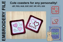 Valentine's Day Coasters - 4 x 4 and 5 x 7 Hoops Product Image 1