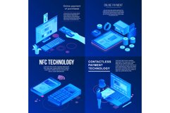Nfc technology banner set, isometric style Product Image 1