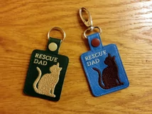 ITH Rescue Dad Cat Vinyl Key Fob or Bag Tag - Snap Tab Machine Embroidery Product Image 3