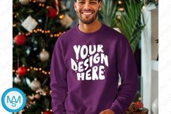 Purple men Sweatshirt empty space Mockup, christmas Gildan Product Image 1