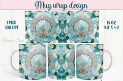 Aquamarine ocean pearl mug wrap 15oz sublimation designs png Product Image 1