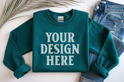 Irish Green Gildan 18000 Folded Flat Lay Mockups Product Image 1