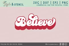 Believe Retro Christmas SVG - PNG, DXF, SVG, EPS, Cut File Product Image 2