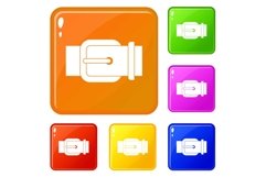 Elegant leather trousers belt icons set vector color Product Image 1