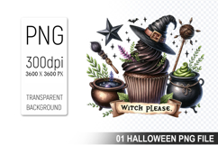 Halloween Witch Cupcake, Halloween Clipart PNG File Product Image 1