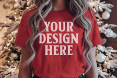 Christmas Bella Canvas 3001 Red Shirt Mockup ,Trandy mockup Product Image 1