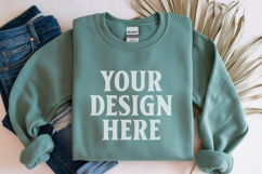 Irish Green Gildan 18000 Folded Flat Lay Mockups Product Image 1