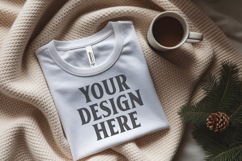 Christmas Bella Canvas 3001 White Folded Tshirt Mockup Product Image 1
