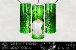 Gnome St Patricks Day 20 Oz. Skinny Tumbler Wrap Sublimation Product Image 3