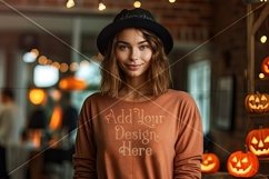 Halloween T-Shirt Mockup Women, Orange T-Shirt Mockup, d17 Product Image 2