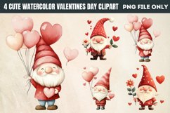 Cute Watercolor Valentines Day Clipart PNG Product Image 1