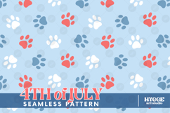 American 4th of July Cat Dog Paw Seamless Pattern PNG DTF Product Image 1