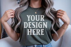 Christmas Bella Canvas 3001 Forest Green Shirt Mockup ,Trand Product Image 1