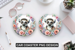 Panda Bear Car Coaster Sublimation| Animal Coaster PNG Product Image 1