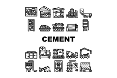 cement production clinker icons set vector Product Image 1