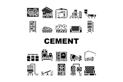 cement production clinker icons set vector Product Image 1