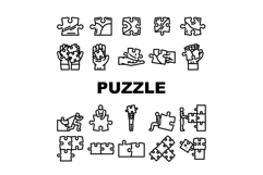 puzzle game jigsaw riddle icons set vector Product Image 1